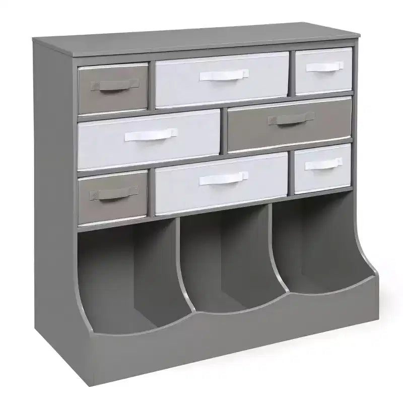 Badger Basket Storage Station with Eight Baskets and Three Bins Gray