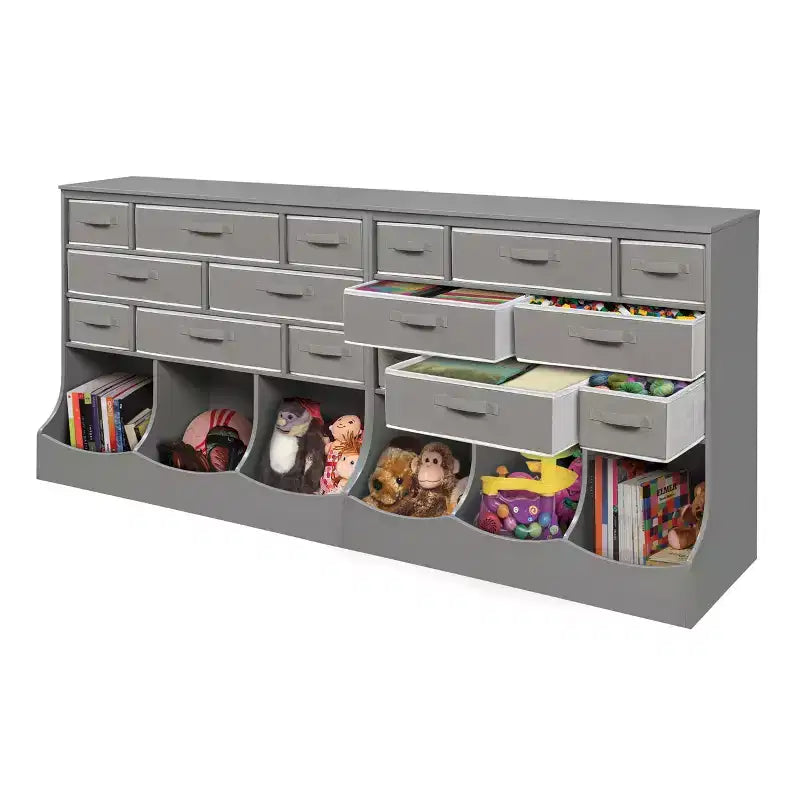Badger Basket Storage Station with Eight Baskets and Three Bins Gray