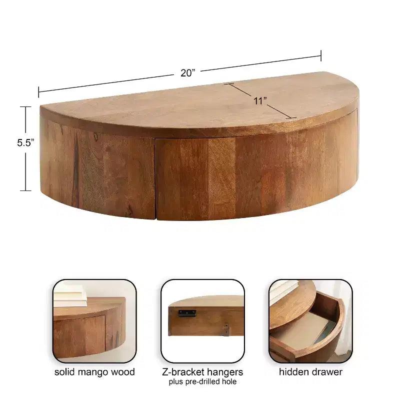 Kate & Laurel All Things Decor 20"x11"x6" Reid Floating Wood Shelf Walnut Brown