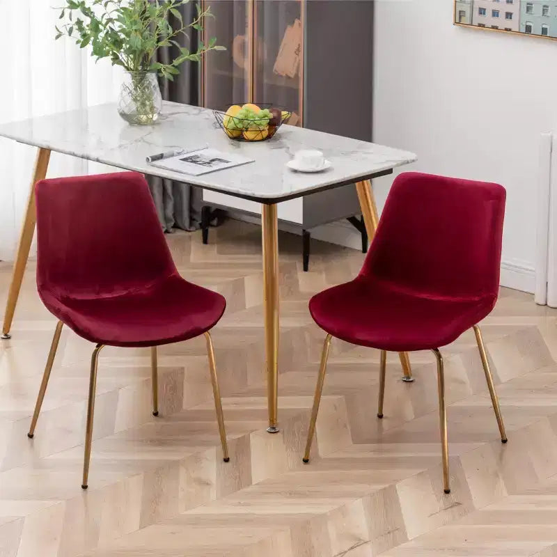 Roundhill Furniture Aufurr Modern Velvet Dining Chair, Red, Set of 2