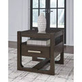 Signature Design by Ashley Breckington Contemporary End Table with Storage Drawers, Dark Brown