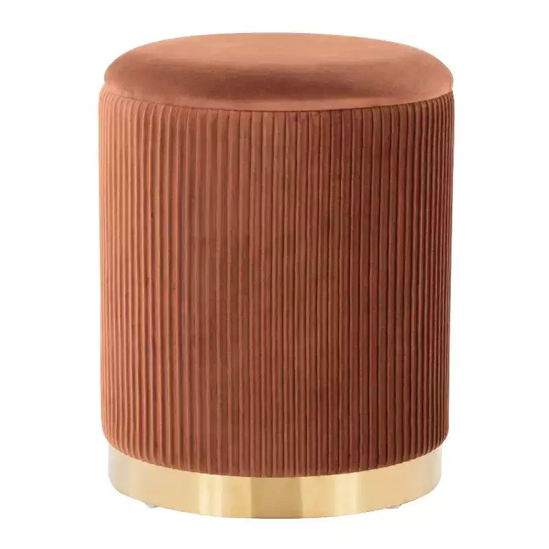 LumiSource Marla Nesting Pleated Ottoman Set Gold/Light Brown Velvet
