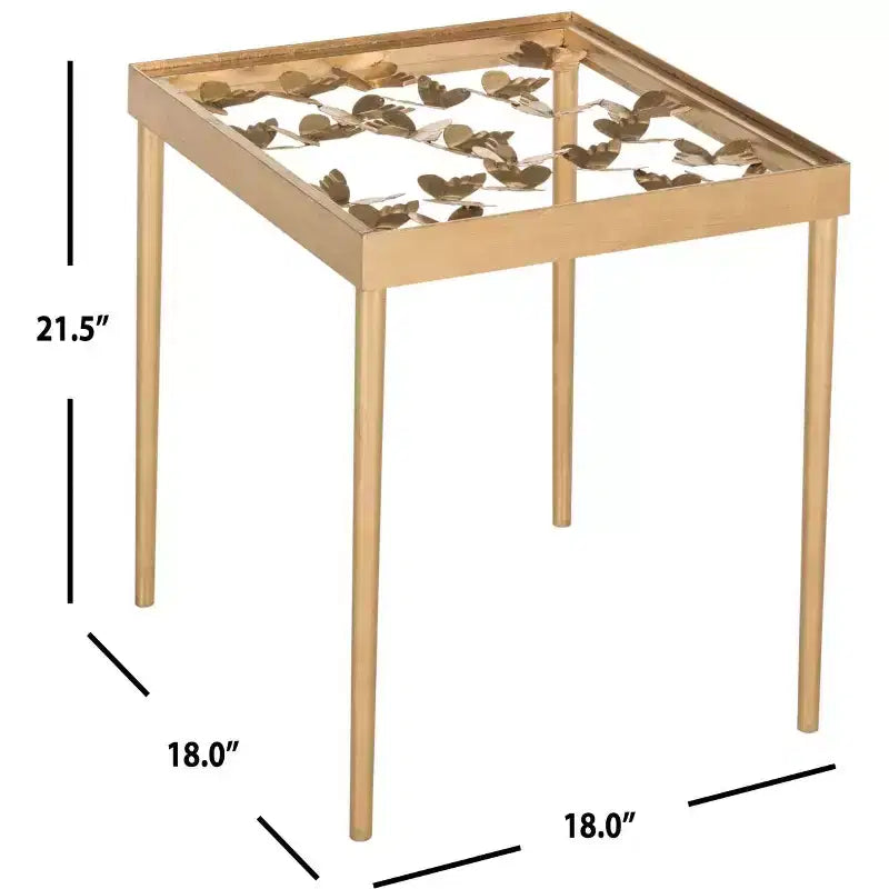 Rosalia Butterfly Side Table - FOX2594A - Gold/Clear - Safavieh Couture