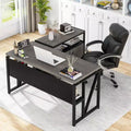 Lantine 55 Computer Office Desk with 2-drawer Mobile File Cabinet, Modern L-shaped Executive Desk with Storage Shelves for Home Office