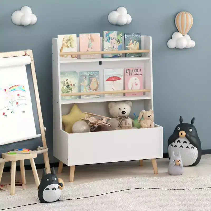 HOMLUX Kids Bookcase Toddler Book & Magazine Display Rack Toy Storage Organizer,White