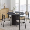 Dovelina Round Dining Table Mid-Century Dining Room Table with Designer Table Base