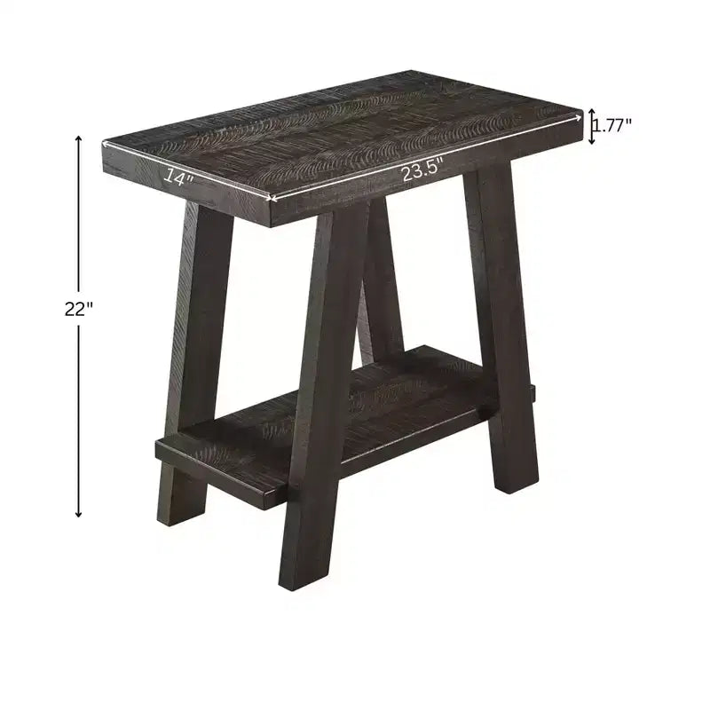 Athens Contemporary Wood Shelf Side Table in Weathered Espresso